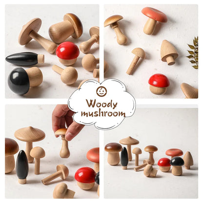 Wooden Mushroom Building Blocks 11PCS