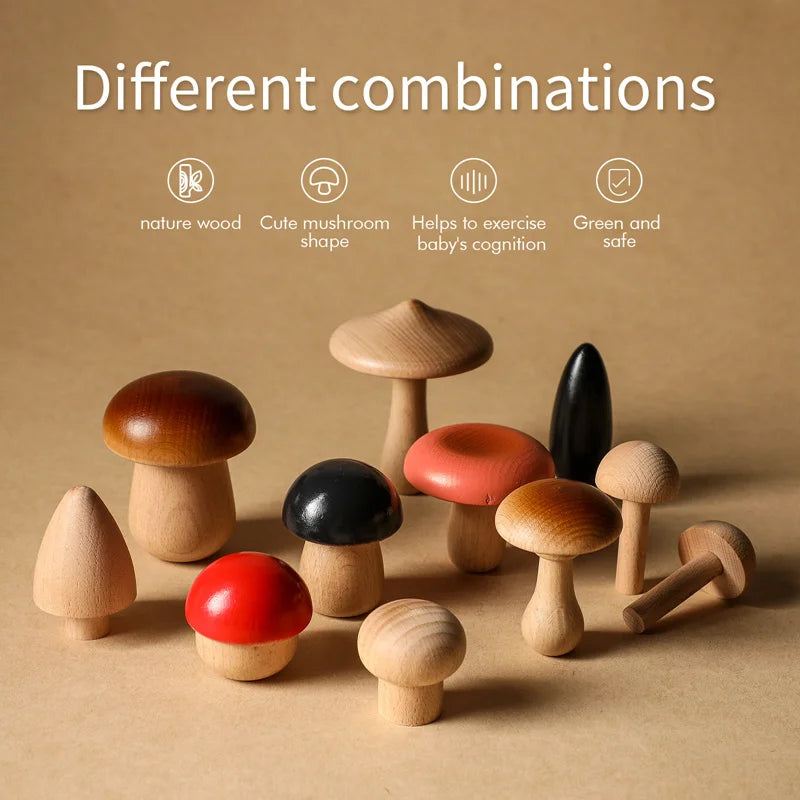 Wooden Mushroom Building Blocks 11PCS