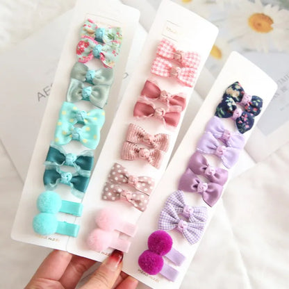 Plaid Bowknot Hairpins, 10pcs