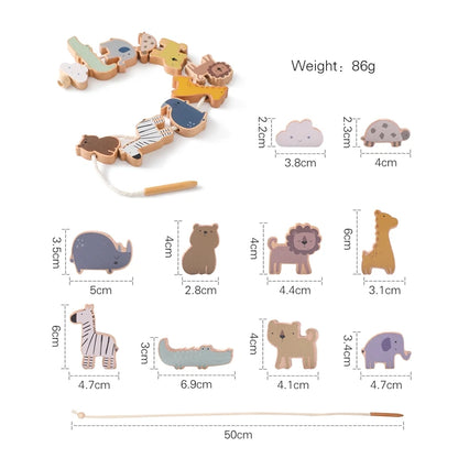 Wooden Baby Animal Balance Board Threading Toys Wooden Seesaw Stacking Toys Blocks Board Games Montessori Educational Baby Gifts